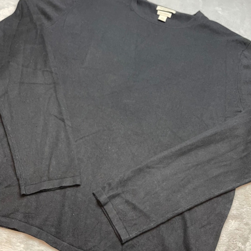 Banana Republic Mens Silk Cashmere Sweater Size L‎ Black Crewneck Knit Old Money